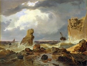 Surf su una costa rocciosa da Andreas Achenbach