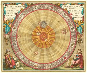 1660 Carta astronomica copernicana nella forma dei cerchi concentrici da Andreas Cellarius