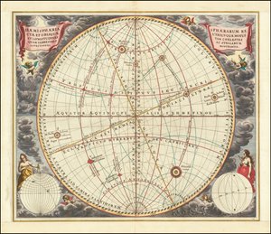 Carta celeste del 1660 che illustra i moti della sfera verticale (sistema di coordinate equatoriali) e della sfera obliqua (sistema di coordinate eclittiche). da Andreas Cellarius