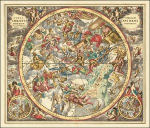 Carta celeste del 1660 che rappresenta le costellazioni secondo il simbolismo cristiano. da Andreas Cellarius