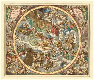 1660 mappa celeste delle costellazioni secondo il simbolismo cristiano da Andreas Cellarius