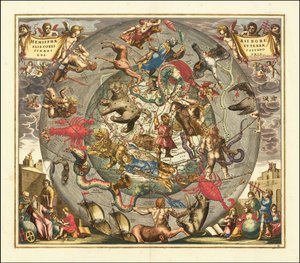 Carta celeste del 1708 - Haemisphaerii Borealis Coeli et Terrae Sphaeri Cascenographia da Andreas Cellarius