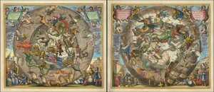 Hemisphaerii Borealis Coeli et Terrae Sphaerica Scenographia - Haemisphaerium Scenographicum Australe Coeli Stellati et Terrae da Andreas Cellarius