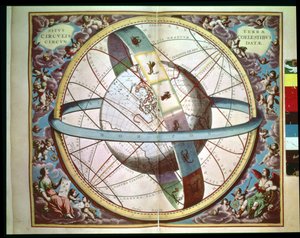 Mappa del mondo con zodiaco circolare, 