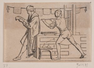 Johannes Gutenberg nel suo laboratorio