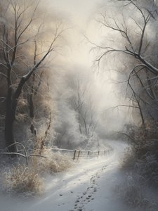 Incantevole sentiero innevato
