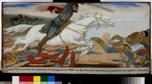 Il principe Vassili Oukhtomsky nella battaglia contro i tartari sulla Volga nel 1469 da Andrei Petrovich Ryabushkin