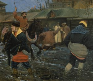 Strada di Mosca del XVII secolo in un giorno di festa da Andrei Petrovich Ryabushkin