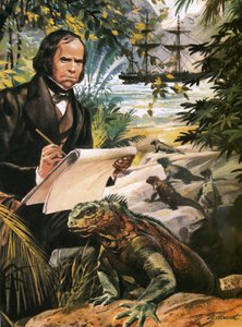 Charles Darwin alle isole Galapagos da Andrew Howat
