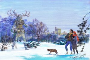 Herne il cacciatore che appare nel Windsor Great Park (gouache su carta)