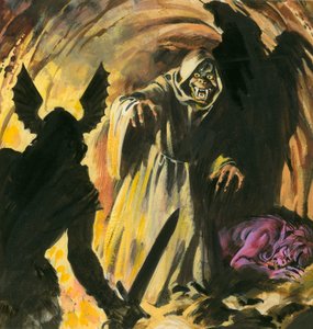 Scena da Beowulf (guazzo su carta) da Andrew Howat