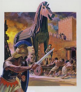 Il cavallo di Troia (gouache su carta)