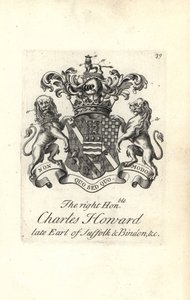 Stemma e cresta del nobile Charles Howard, 9° Conte di Suffolk e Bindon