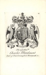 Stemma e cresta del nobile Charles Mordaunt, 3° Conte di Peterborough e 1° Conte di Monmouth