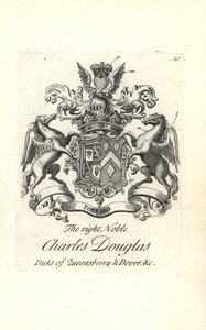 Stemma e cresta del nobile Charles Douglas, 3º Duca di Queensberry e Dover da Andrew Johnston
