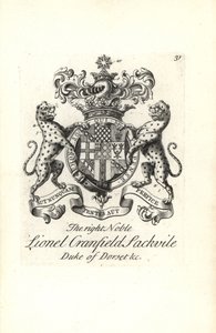 Stemma e cresta del nobile Lionel Cranfield Sackville, Duca di Dorset