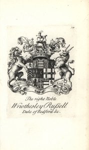 Stemma e cresta del nobile Wriothesley Russell, 3° Duca di Bedford
