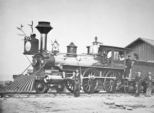 Locomotiva numero 23 alla stazione di Wyoming vicino al fiume Little Laramie da Andrew Joseph Russell