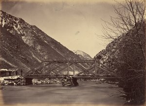 Piastra 42. Ponte Mormon Turnpike, foce del Canone Weber, 1869 (foto) da Andrew Joseph Russell