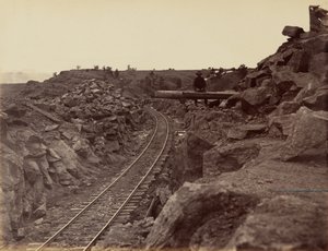 Piastra 9. Avvicinamento orientale al ponte di Dale Creek, 1869 (foto) da Andrew Joseph Russell