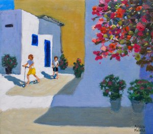 Bambini con scooter, Symi, Isole Greche, 2018 da Andrew Macara