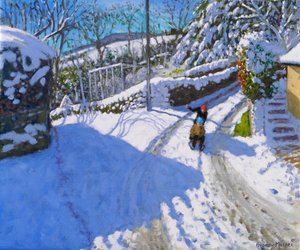 Slitta a Wirksworth, Derbyshire, 2024 ( olio su tela) da Andrew Macara