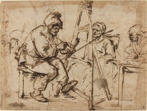 Un Artista Seduto al Suo Cavalletto [recto] da Andries Both