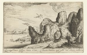 Paesaggio con la caduta di Icaro da Andries Jacobsz. Stock