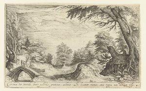 Paesaggio con un cervo su un ponte da Andries Jacobsz. Stock