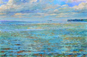 Paesaggio marino in blu sereno