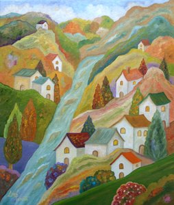 Colorato villaggio di montagna