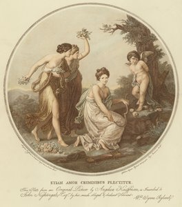 Due ninfe deridono Cupido legato a un albero da Angelica (after) Kauffmann