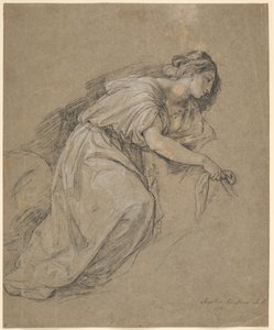 Studio dal vero di una donna inginocchiata di profilo da Angelica Kauffmann
