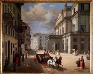 Veduta della piazza del Teatro alla Scala, Milano