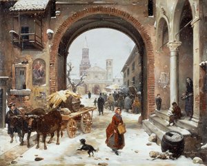 Mercato invernale davanti all