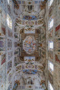 Soffitto della sala con i Quartieri di Bologna, Sala delle Guardie, Palazzo Ducale Estense, Sassuolo, Italia da Angelo Michele Colonna