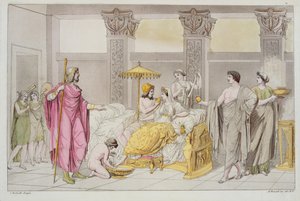 Il matrimonio di Ulisse e Penelope, illustrazione da Le Costume Ancien ou Moderne di Jules Ferrario, inciso da A. Biasoli, Milano 1821 (incisione a colori) da Angelo Monticelli