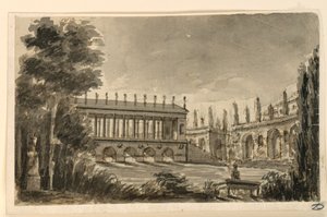 Scenografia, un ponte porticato da Angelo Toselli