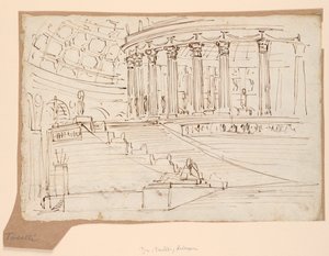 Scenografia, interno di un edificio circolare da Angelo Toselli