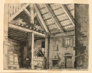 Scenografia, interno di un alloggio di campagna