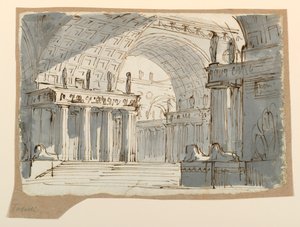 Progetto scenografico, edificio classico a volta da Angelo Toselli