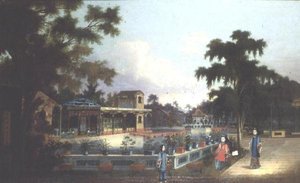 Giardino cinese con tre signore