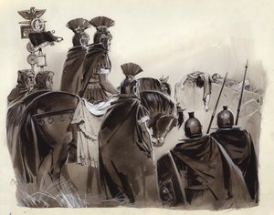 Bruto e Cassio morti (gouache su carta) da Angus McBride