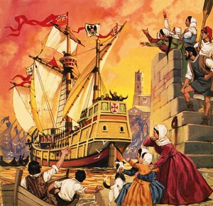 Cristoforo Colombo salpa con la Santa Maria nell