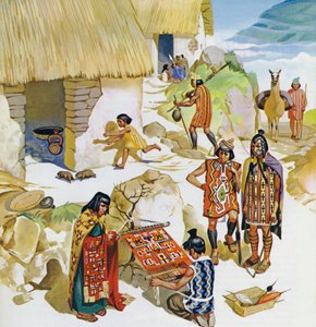 Casa in Perù, 100 circa (litografia a colori) da Angus McBride