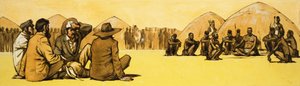I pionieri negoziano con i capi tribù in Africa da Angus McBride