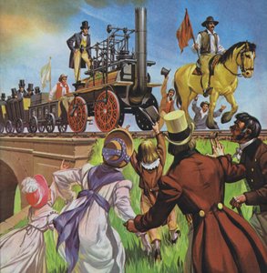 Ferrovia di Stockton e Darlington (litografia a colori) da Angus McBride