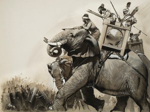 La battaglia di Zama del 202 a.C. (gouache su carta) da Angus McBride