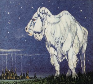 Il bufalo bianco (litografia a colori) da Angus McBride