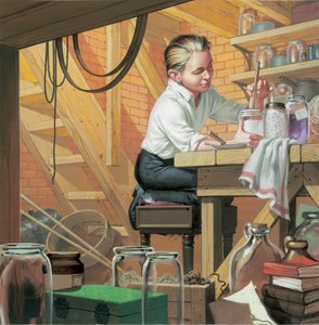 Thomas Alma Edison (1847-1931) (gouache su carta) da Angus McBride
